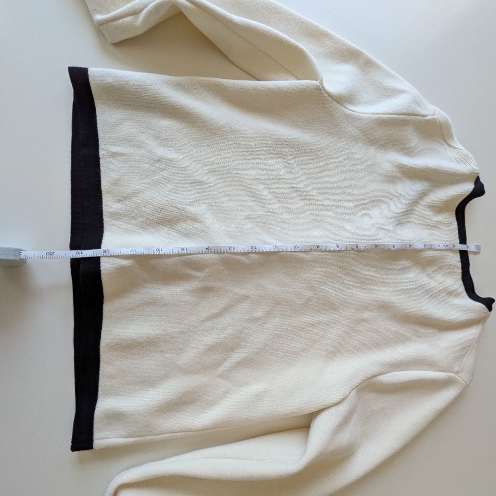 Zara Knit Cream Black Contrast Pearl Button Cardigan Sweater Medium - Picture 10 of 11